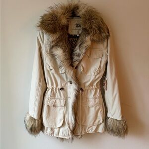 NWT Twill 22 Y2K Women's Fur-Trimmed Parka Jacket Size S